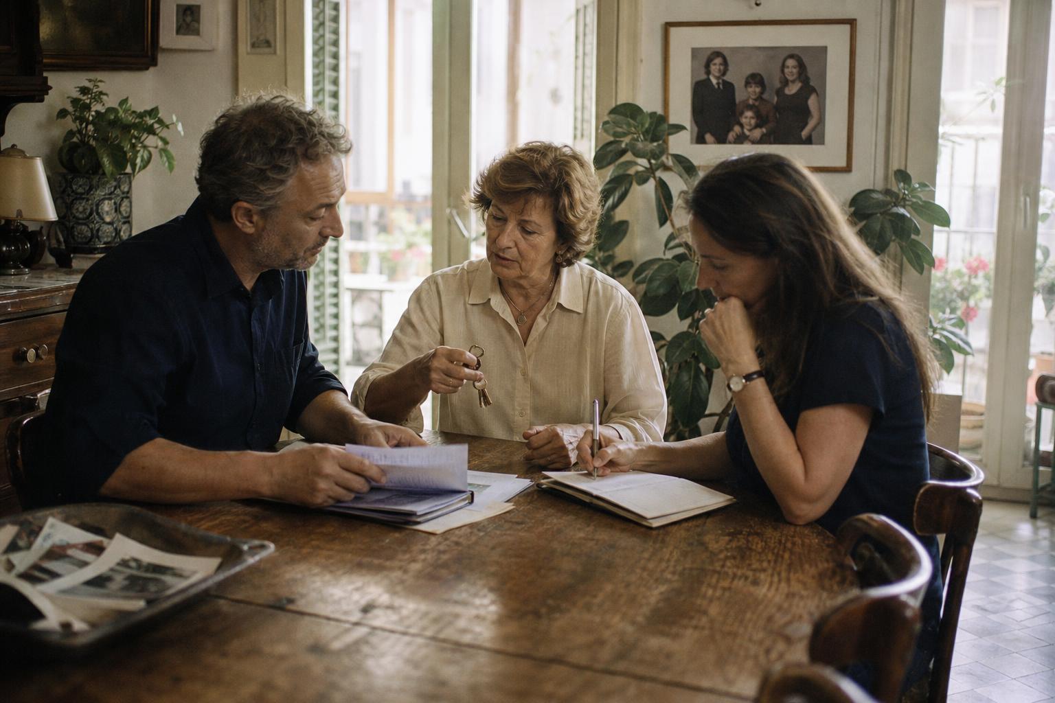 Familia consultando la calculadora de herencia